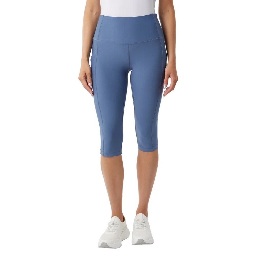 32 Degrees Cool Womens Ribbed Crop Legging Blue XL Cropped Activewear Leggings